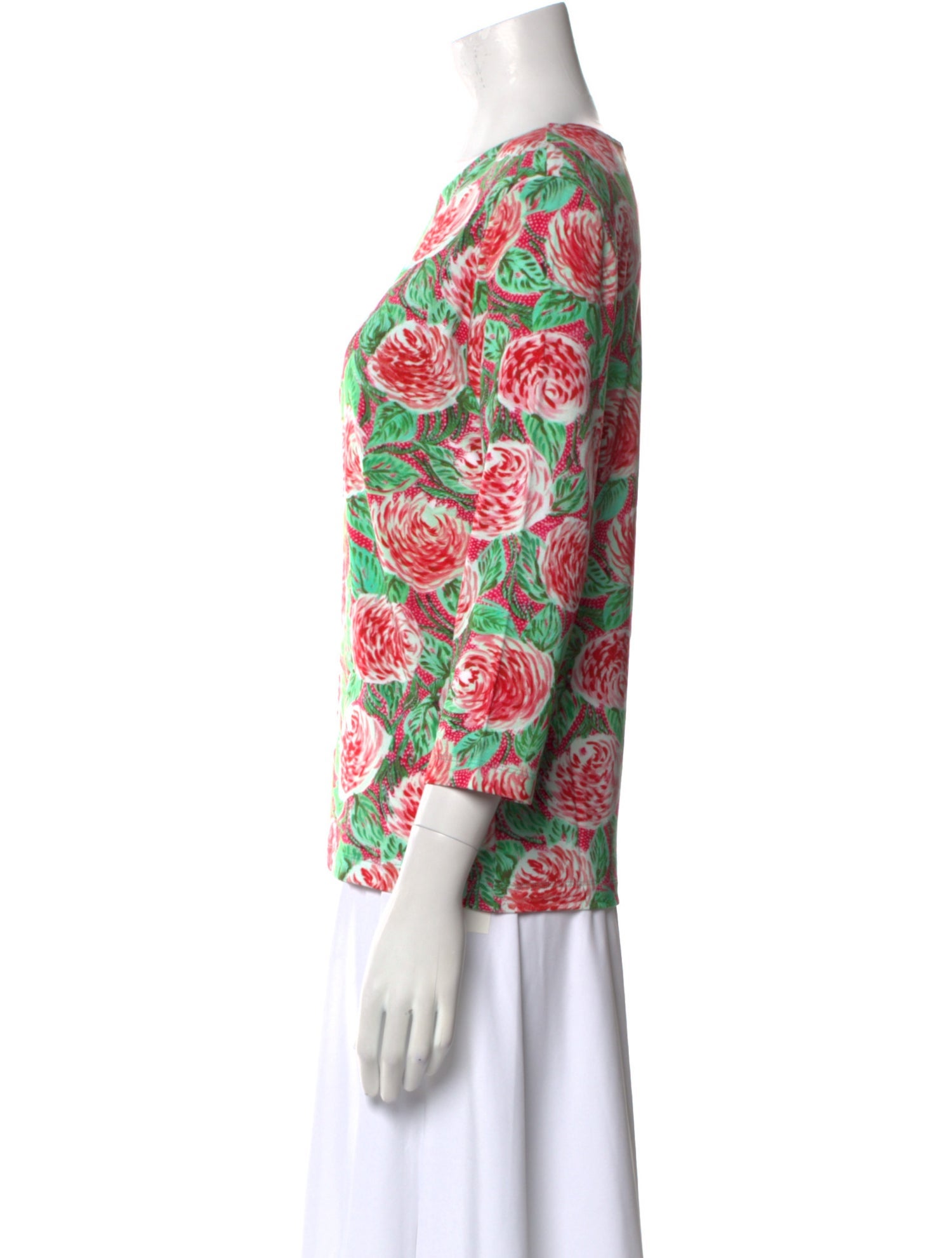 Leggiadro Floral Print Scoop Neck Top w/ Tags