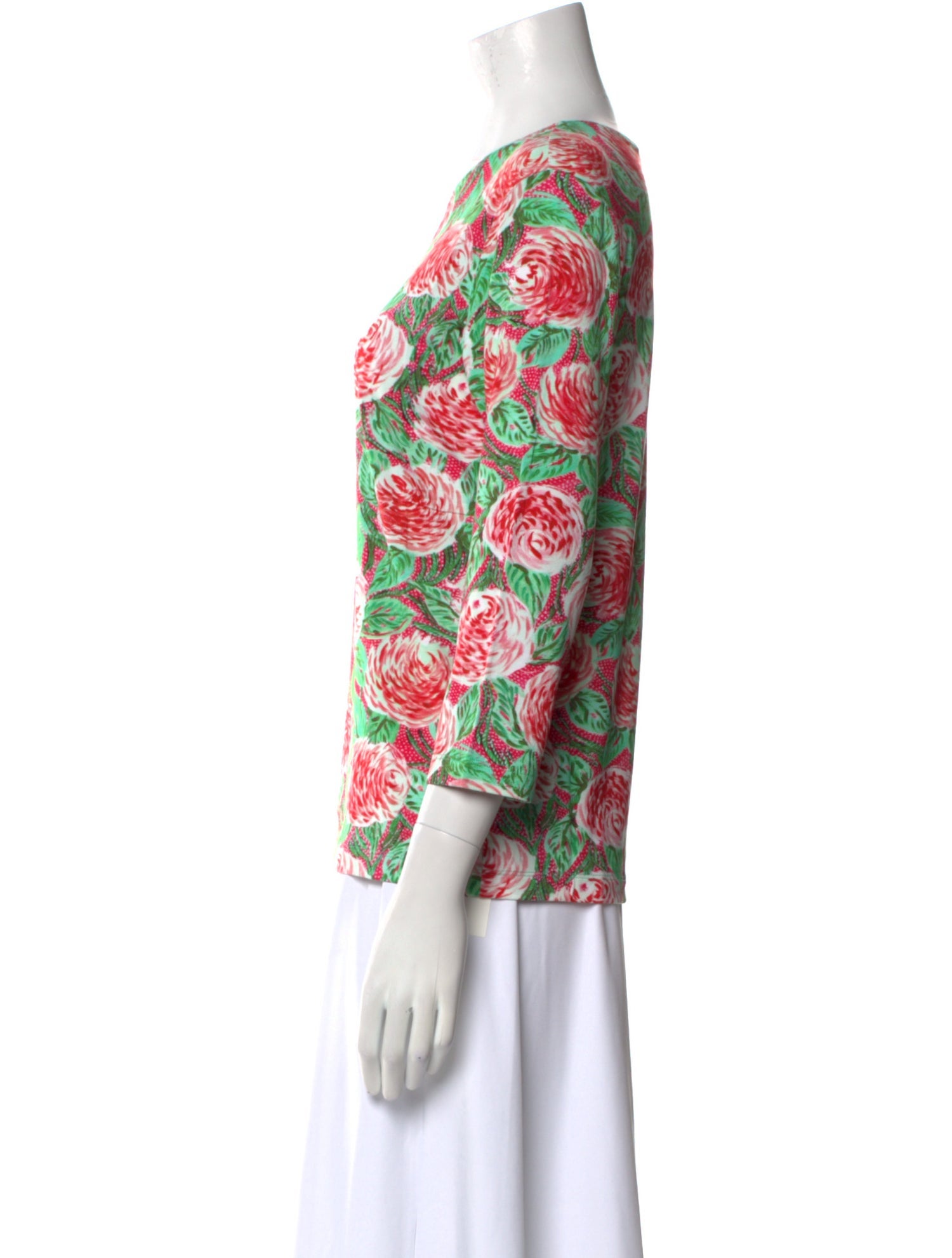 Leggiadro Floral Print Scoop Neck Top w/ Tags