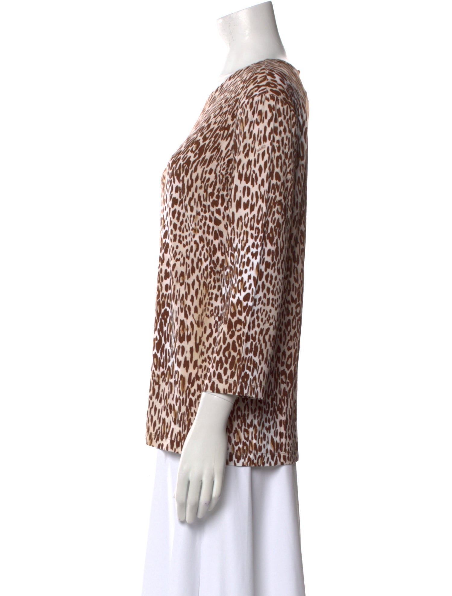 Leggiadro Animal Print Scoop Neck Top w/ Tags
