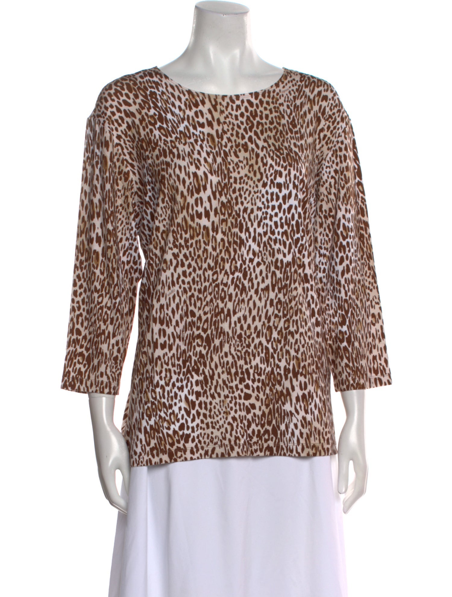 Leggiadro Animal Print Scoop Neck Blouse w/ Tags