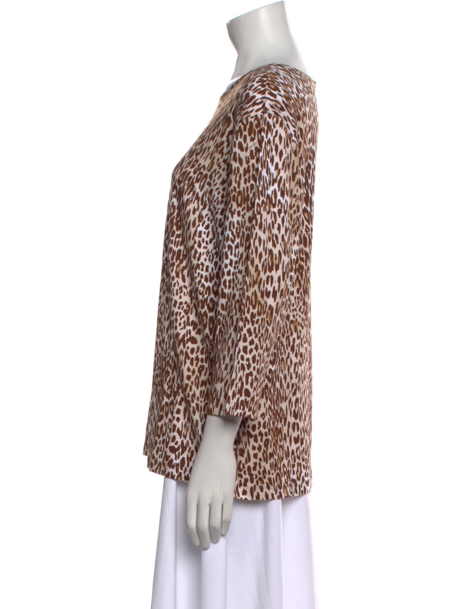 Leggiadro Animal Print Scoop Neck Blouse w/ Tags