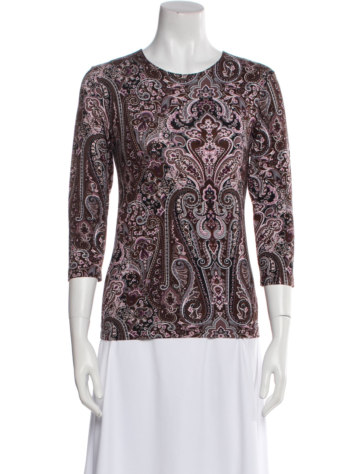 Leggiadro Paisley Print Scoop Neck Top w/ Tags