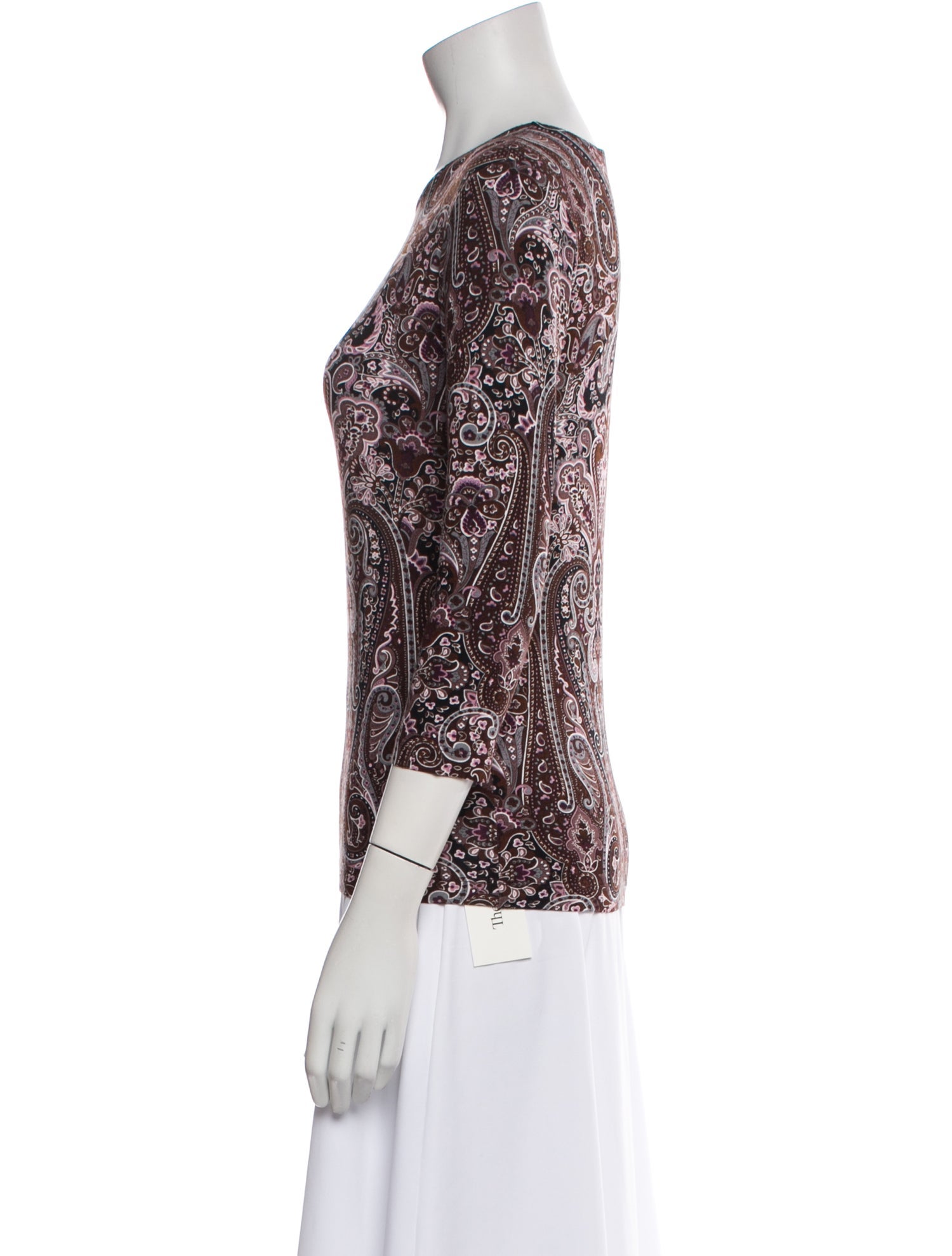 Leggiadro Paisley Print Scoop Neck Top w/ Tags