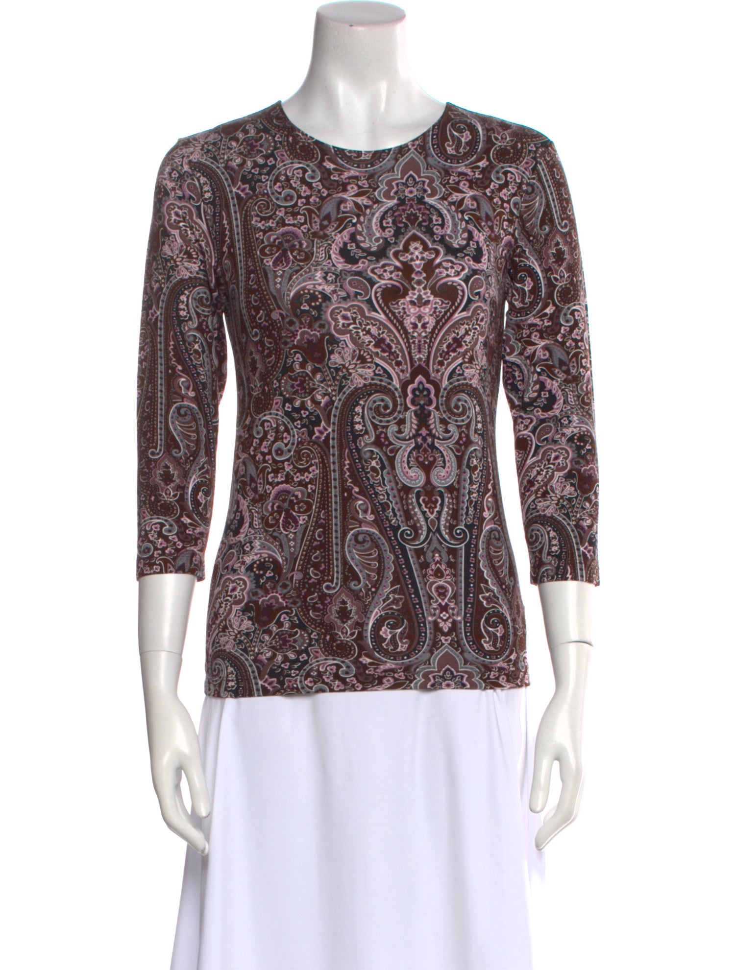 Leggiadro Paisley Print Scoop Neck Top w/ Tags