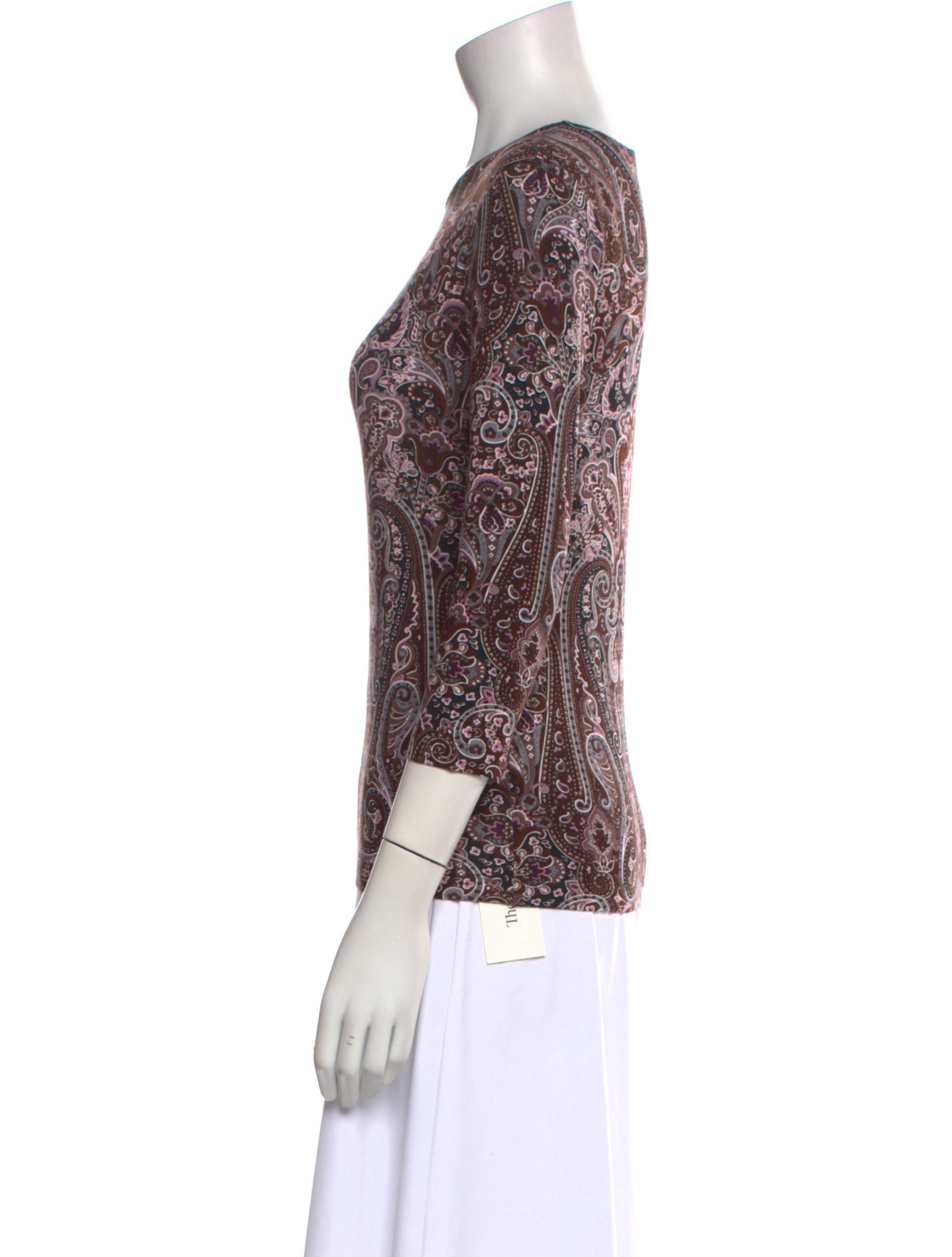 Leggiadro Paisley Print Scoop Neck Top w/ Tags