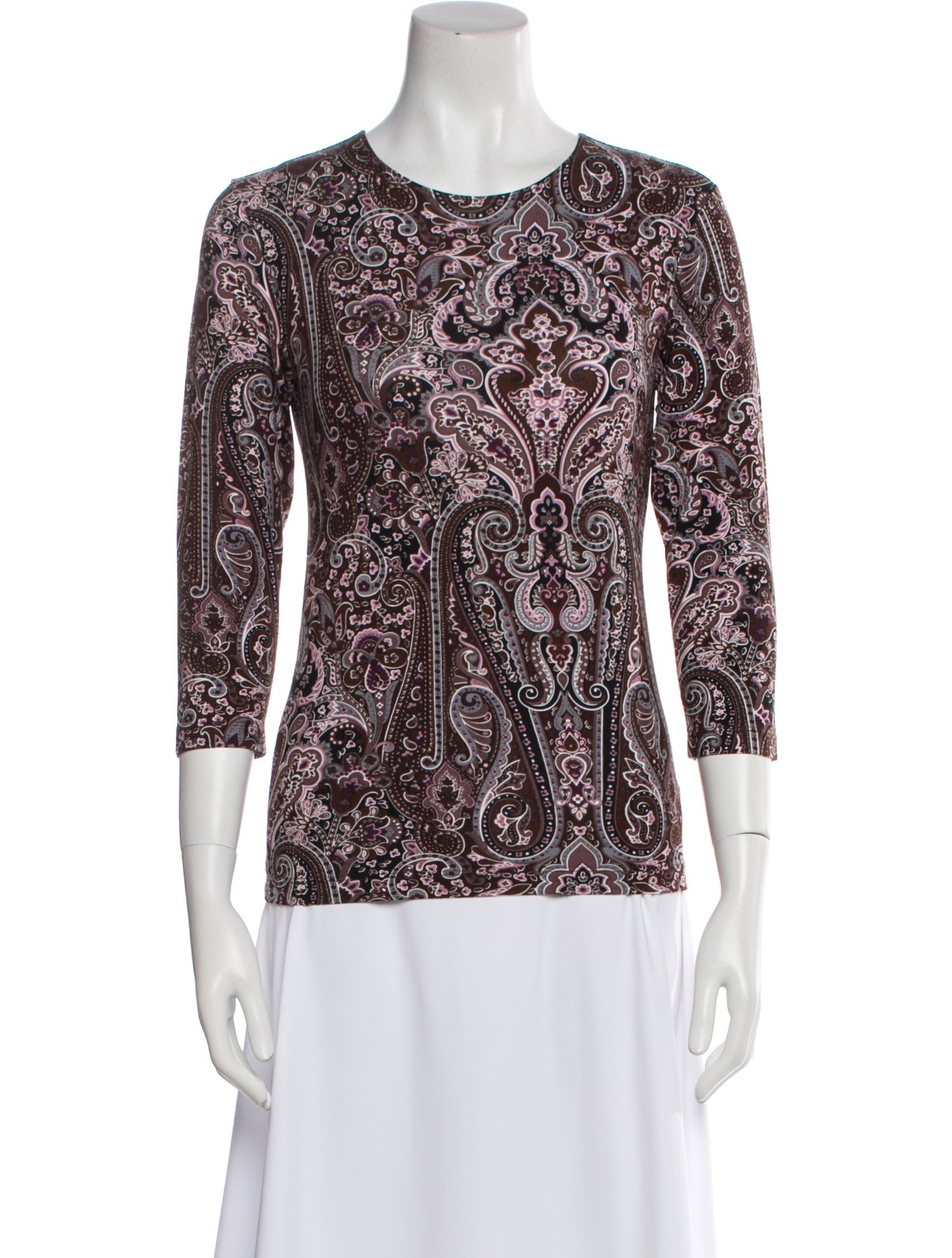 Leggiadro Paisley Print Scoop Neck Top w/ Tags
