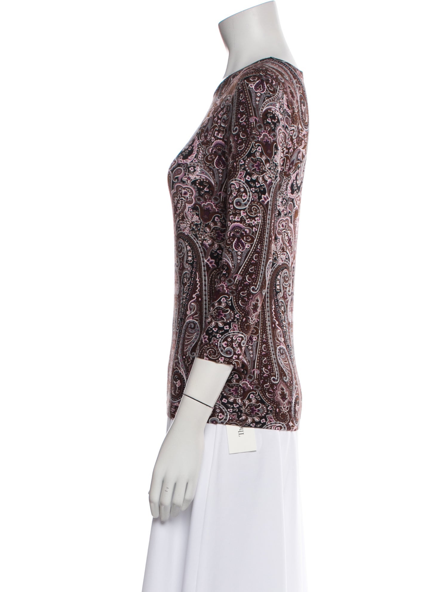 Leggiadro Paisley Print Scoop Neck Top w/ Tags