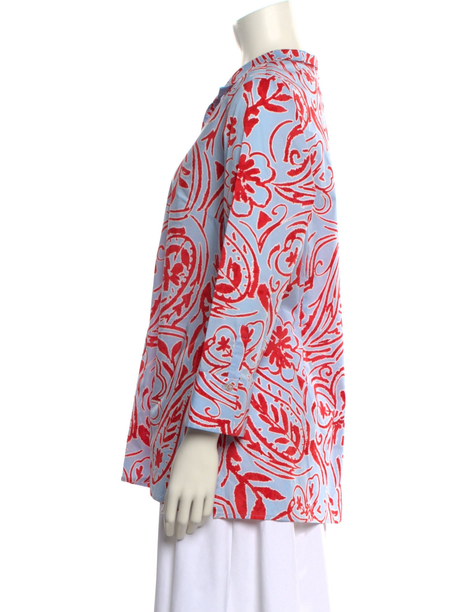 Leggiadro Printed V-Neck Blouse w/ Tags