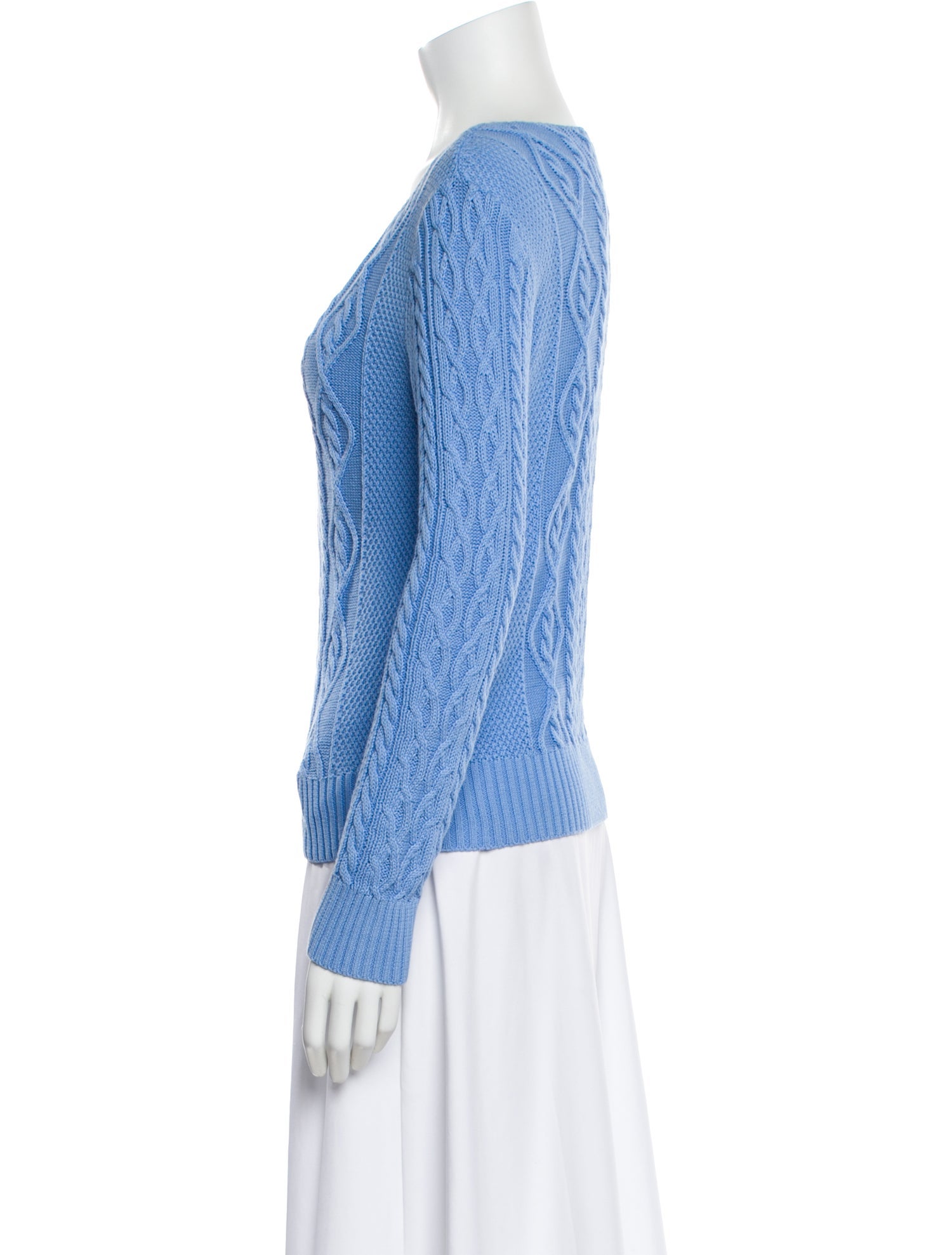 Leggiadro Cable Knit V-Neck Sweater w/ Tags