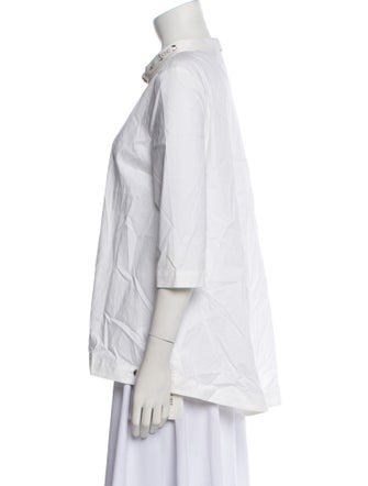 LIU JO Mock Neck Three-Quarter Sleeve Blouse