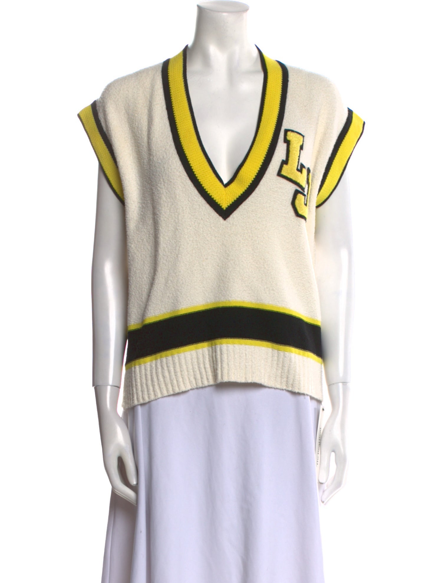 LIU JO Striped Plunge Neckline Sweater