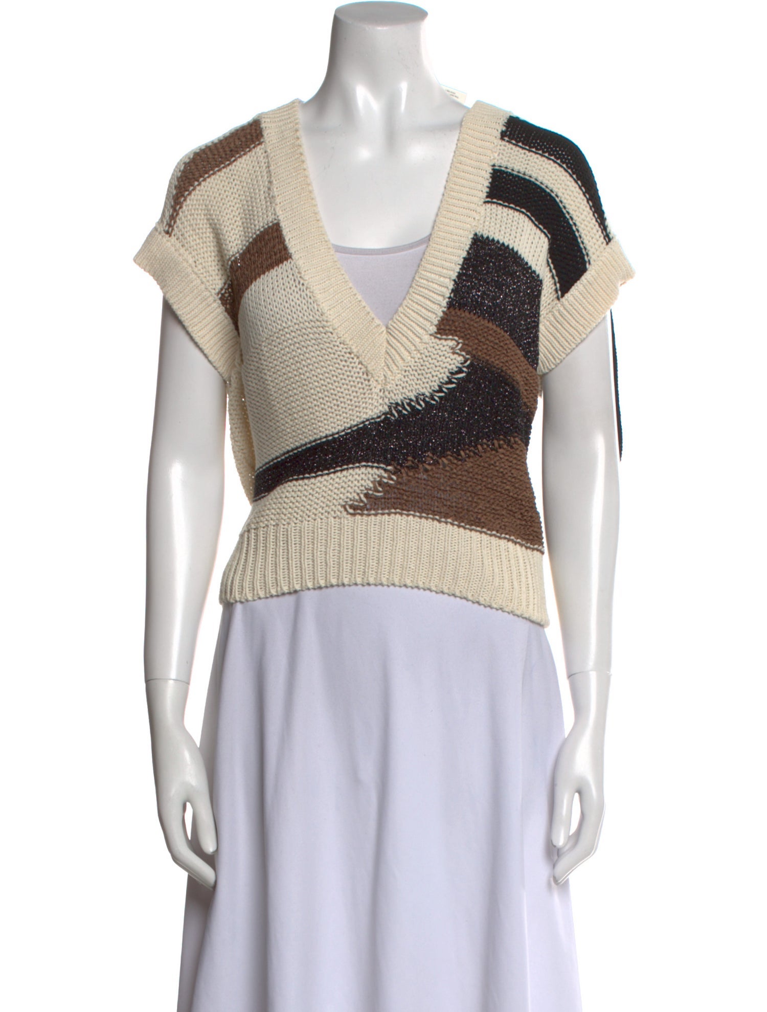 LIU JO Striped V-Neck Sweater