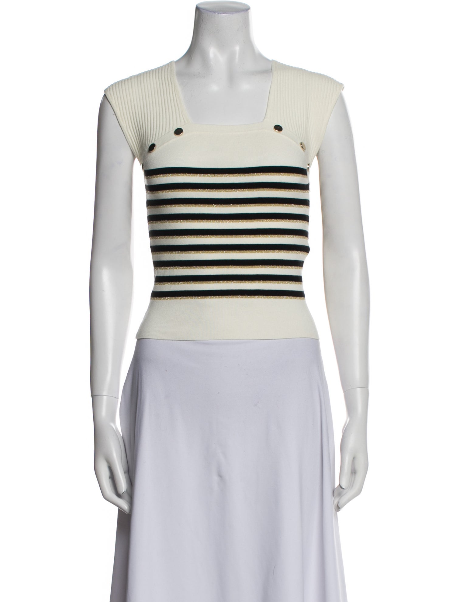 LIU JO Striped Square Neckline Crop Top