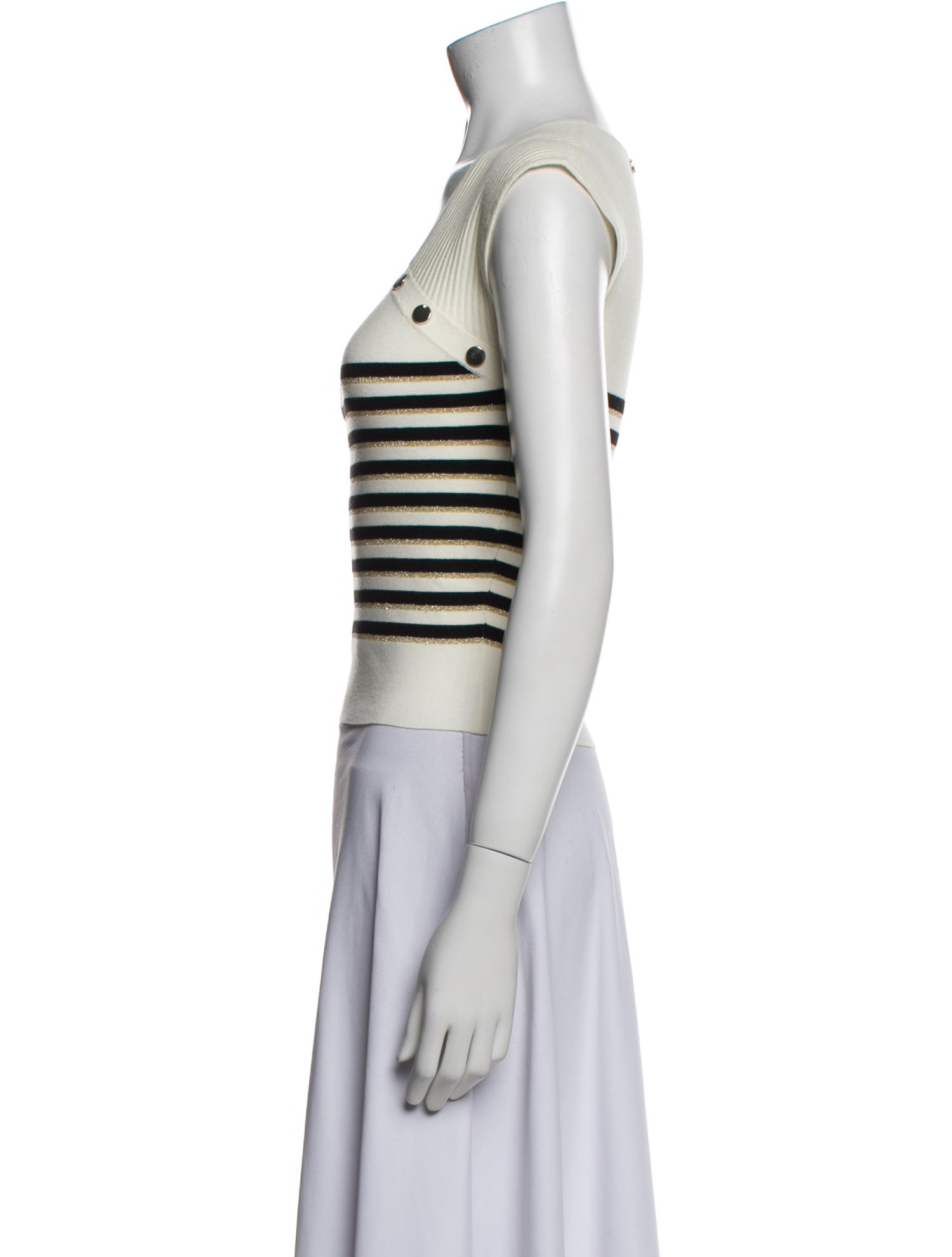 LIU JO Striped Square Neckline Crop Top