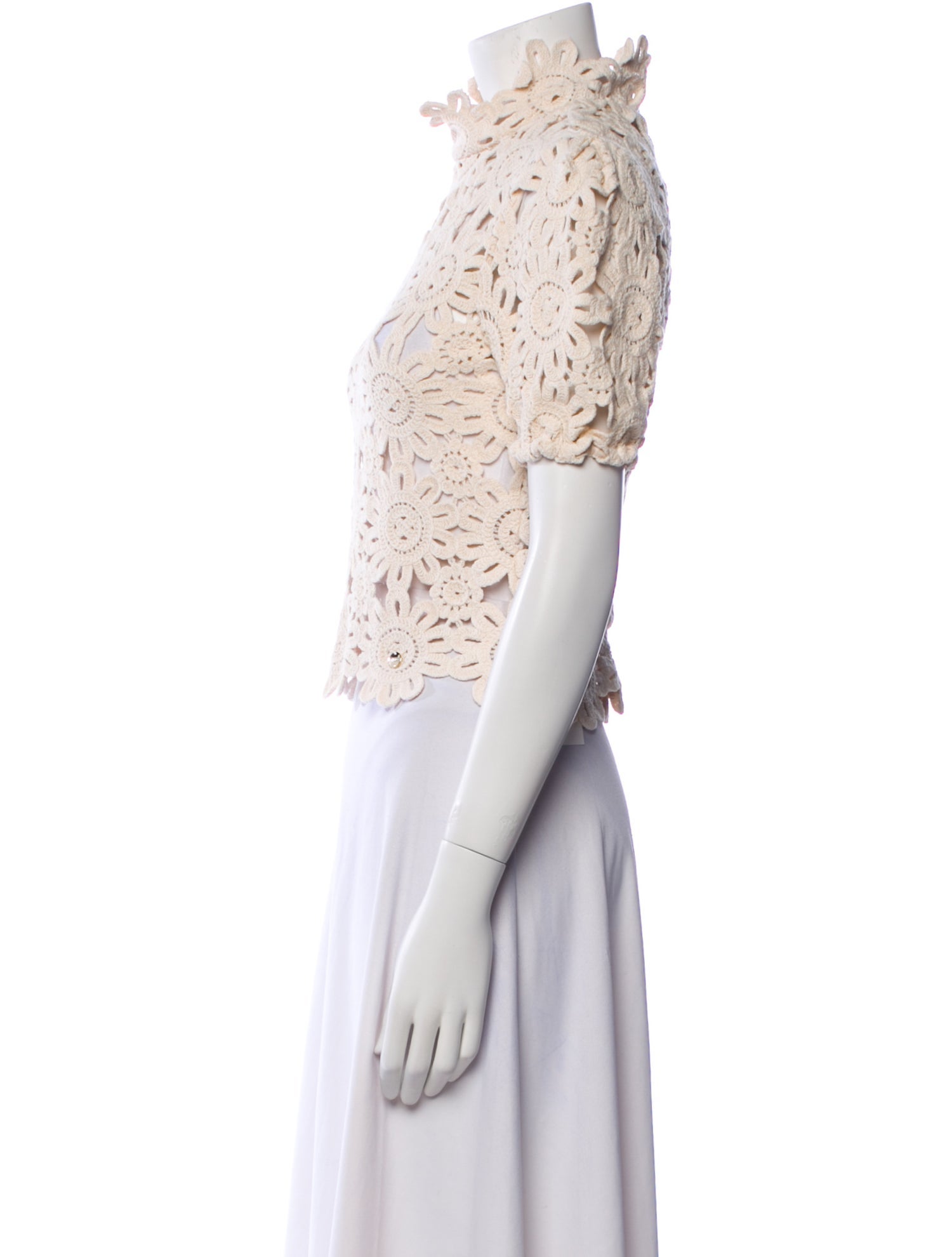LIU JO Lace Pattern Mock Neck Crop Top