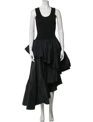 Pre-owned Liu •jo Scoop Neck Long Dress In Black