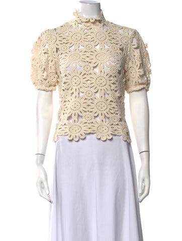 Pre-owned Liu •jo Patterned Mock Neck Top In Neutrals