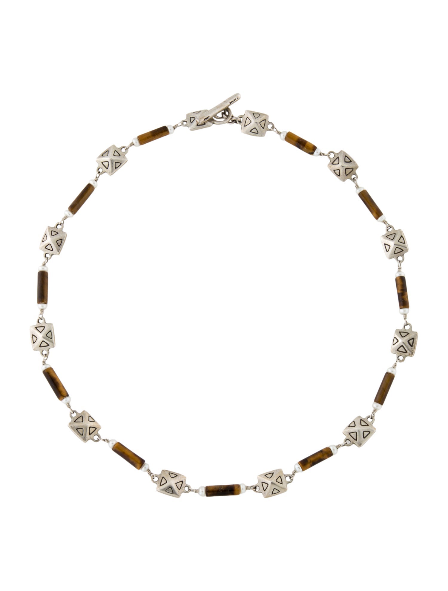 Lisa Jenks Pearl & Tiger's Eye Chain Necklace