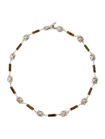 Lisa Jenks Pearl & Tiger's Eye Chain Necklace