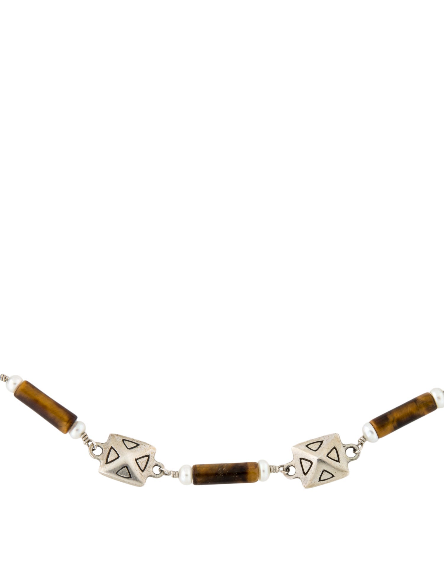 Lisa Jenks Pearl & Tiger's Eye Chain Necklace