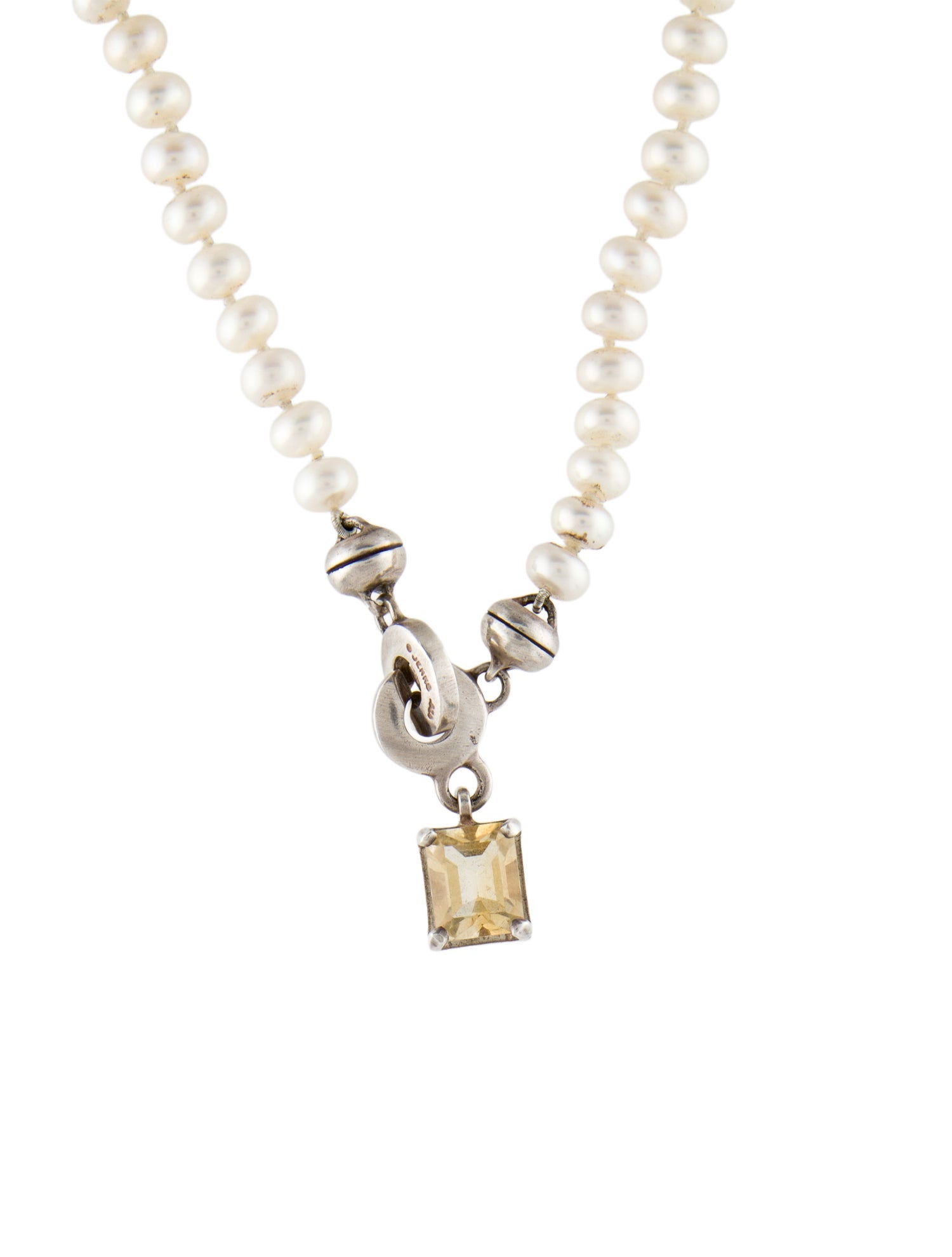 Lisa Jenks Pearl & 3.18ct Citrine Toggle Pendant Necklace