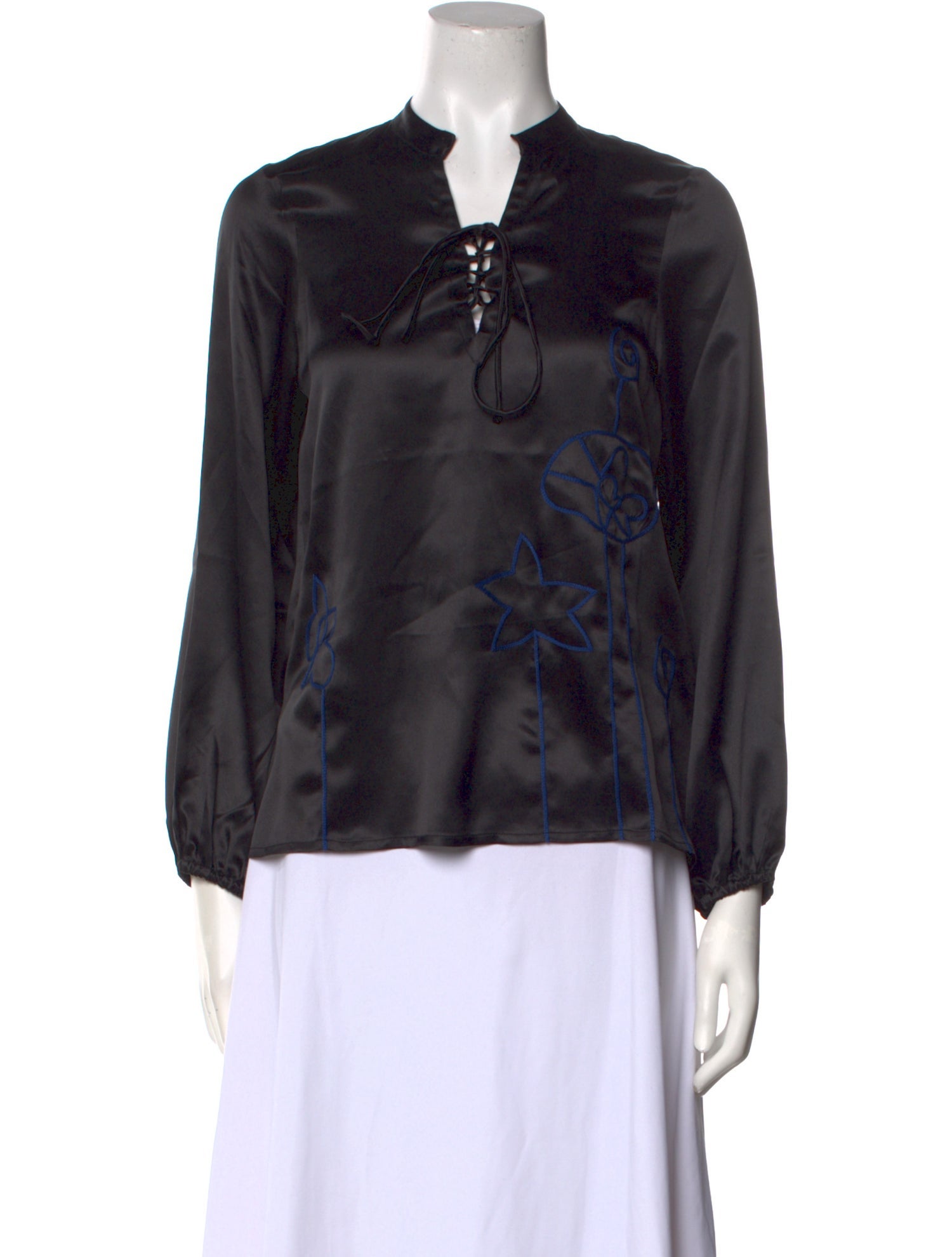 Lingua Franca Silk V-Neck Blouse