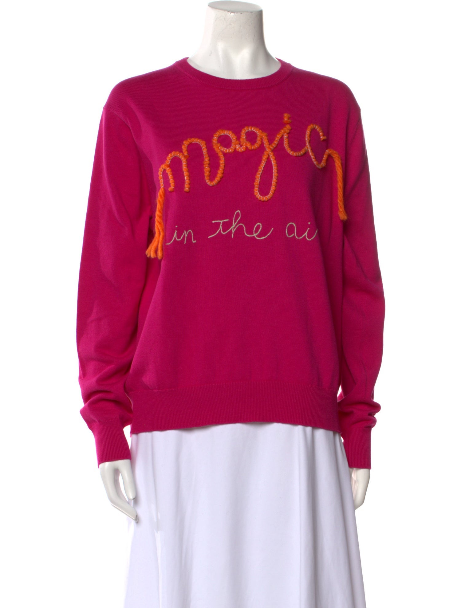 Lingua Franca Graphic Print Crew Neck Sweater