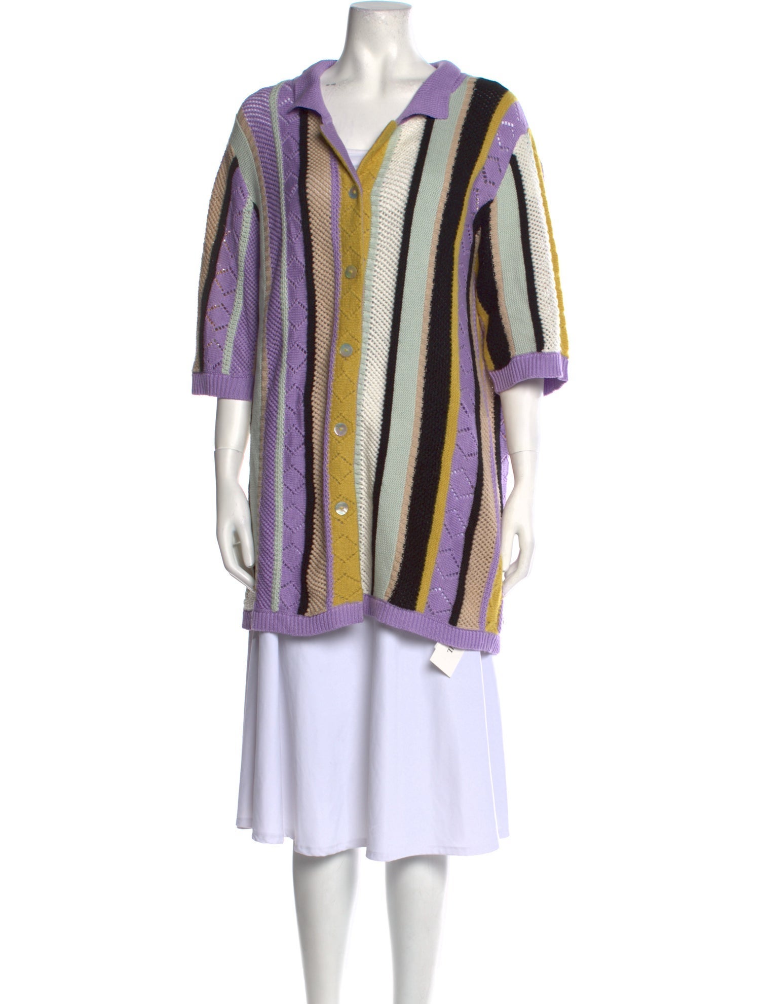 Lingua Franca Striped V-Neck Sweater