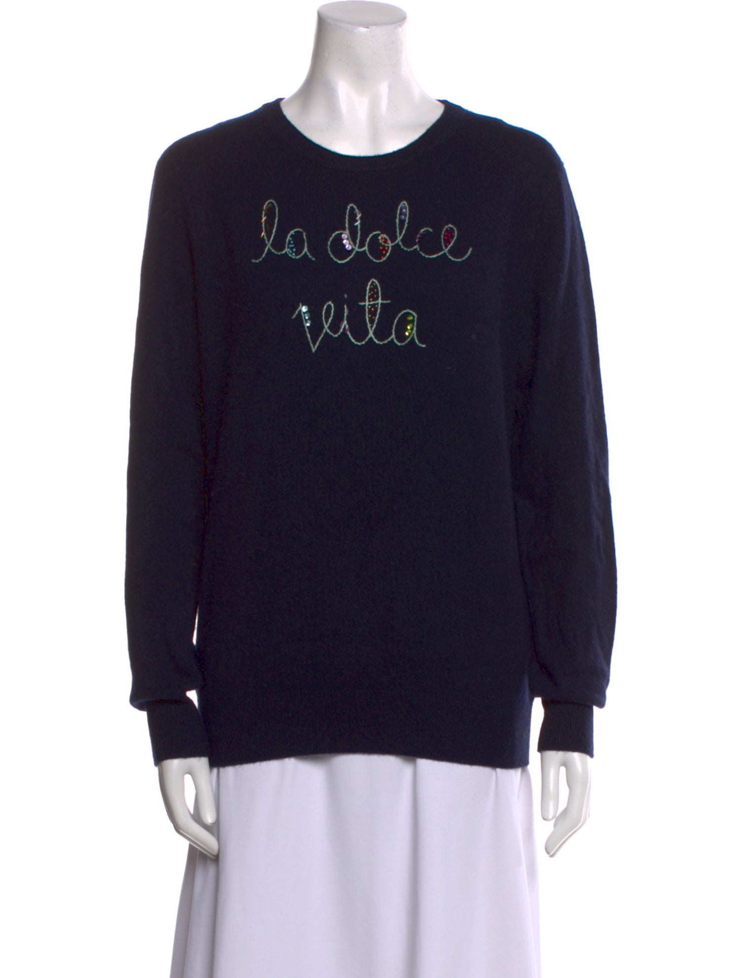 Lingua Franca Cashmere Graphic Print Sweater