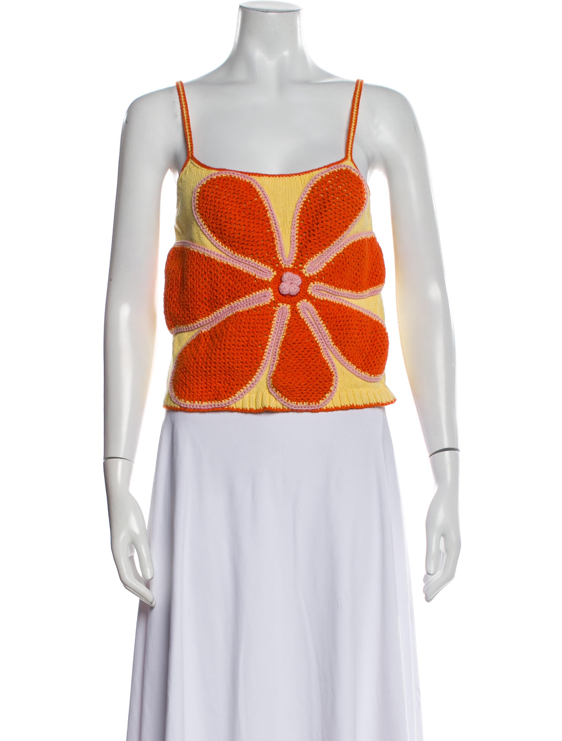 Lingua Franca Printed Square Neckline Crop Top