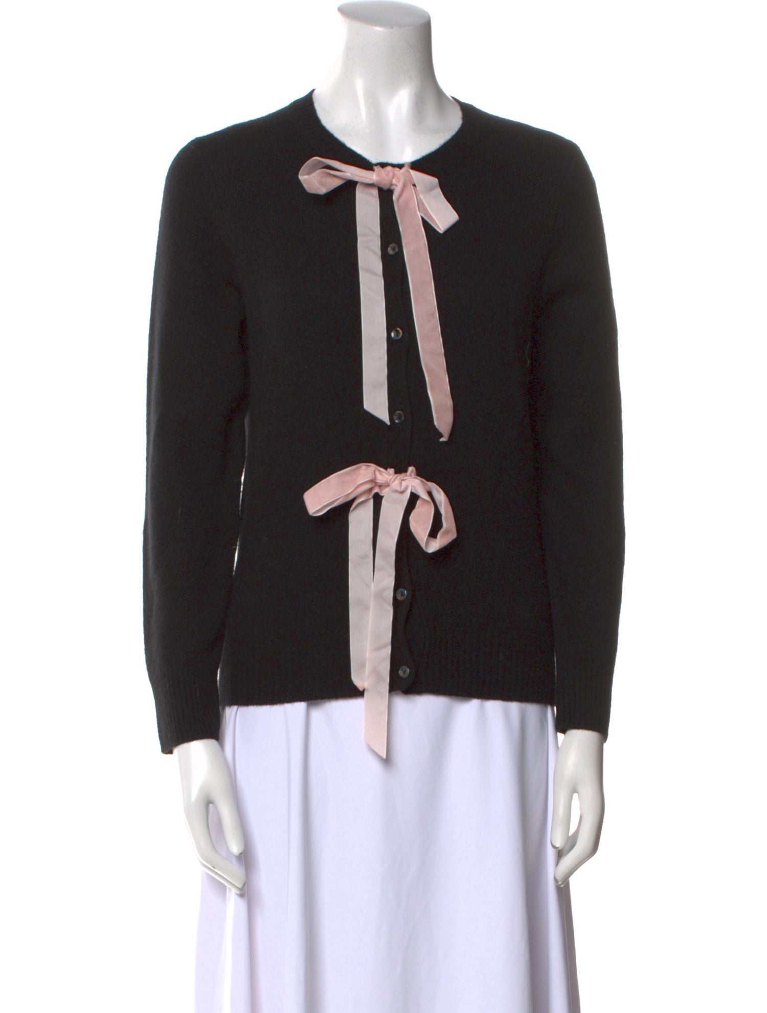 Lingua Franca Olivia Bow-Embellished Wool Cardigan Wool Sweater w/ Tags
