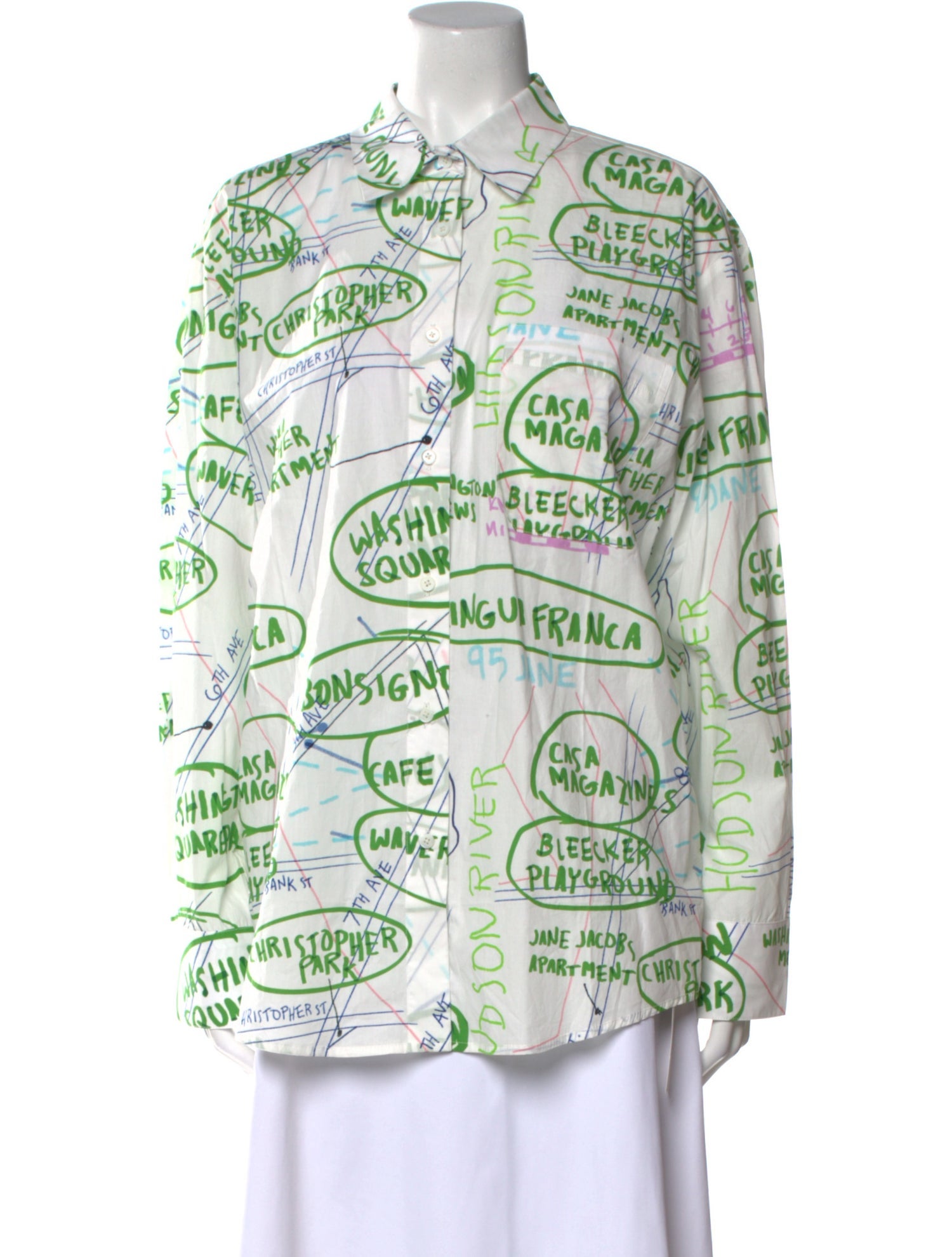 Lingua Franca Printed Long Sleeve Button-Up Top w/ Tags