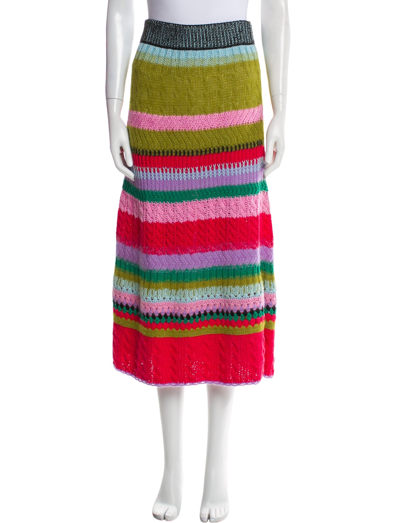 Lingua Franca Striped Midi Length Skirt w/ Tags