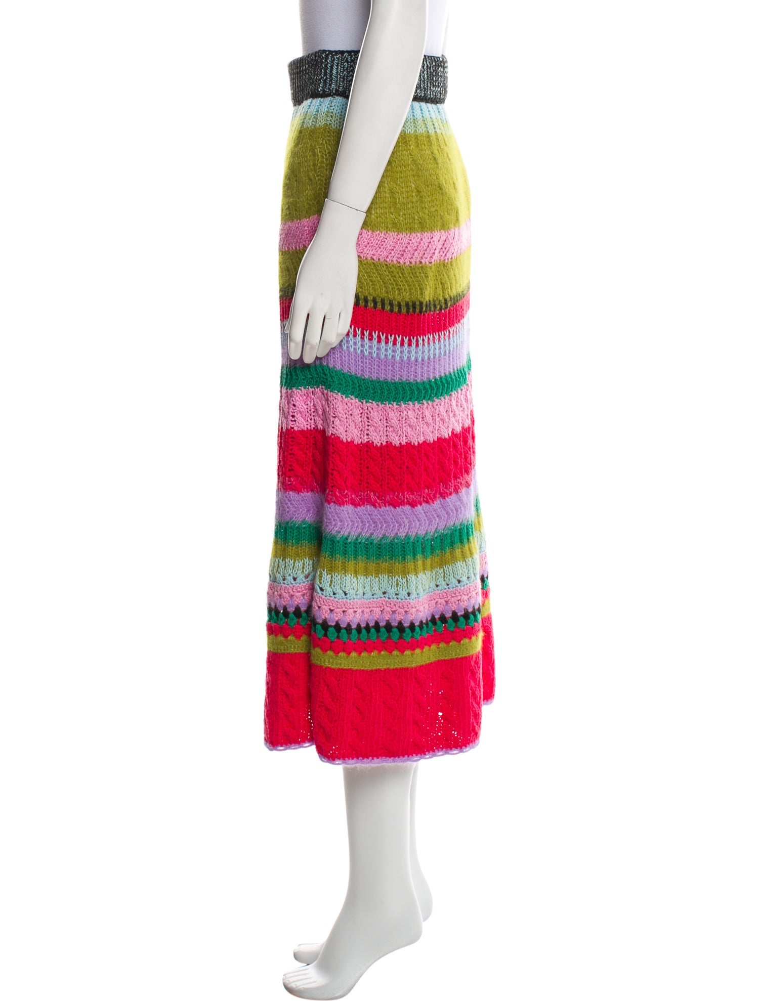 Lingua Franca Striped Midi Length Skirt w/ Tags