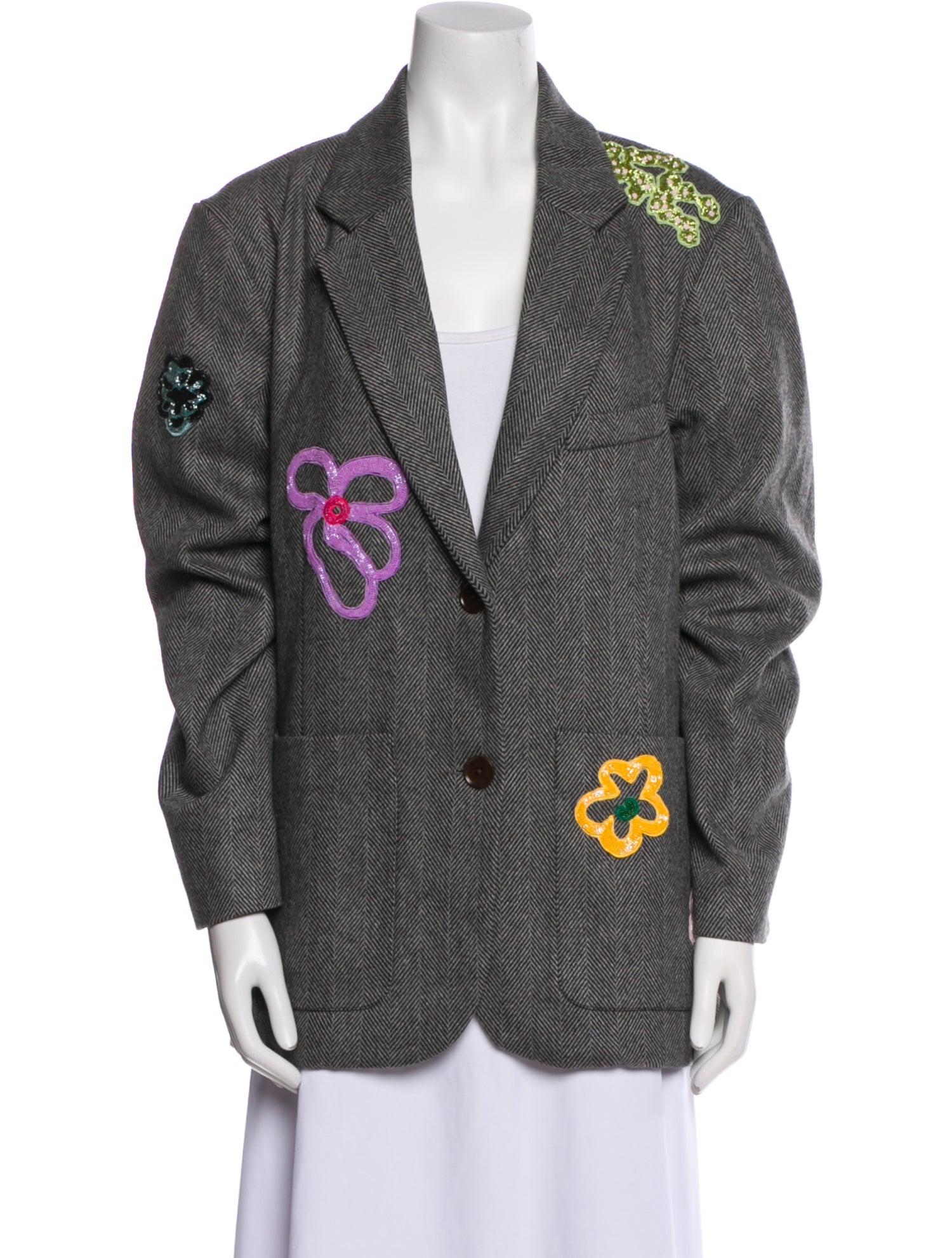 Lingua Franca Wool Printed Blazer w/ Tags