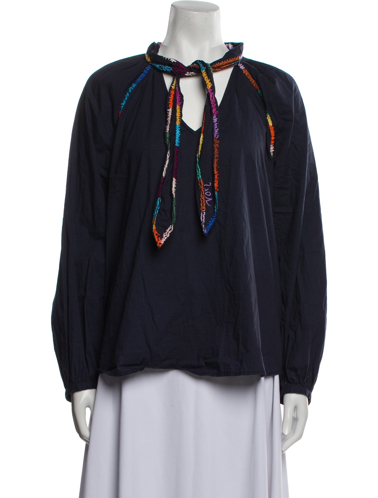 Lingua Franca Tie Neck Long Sleeve Blouse