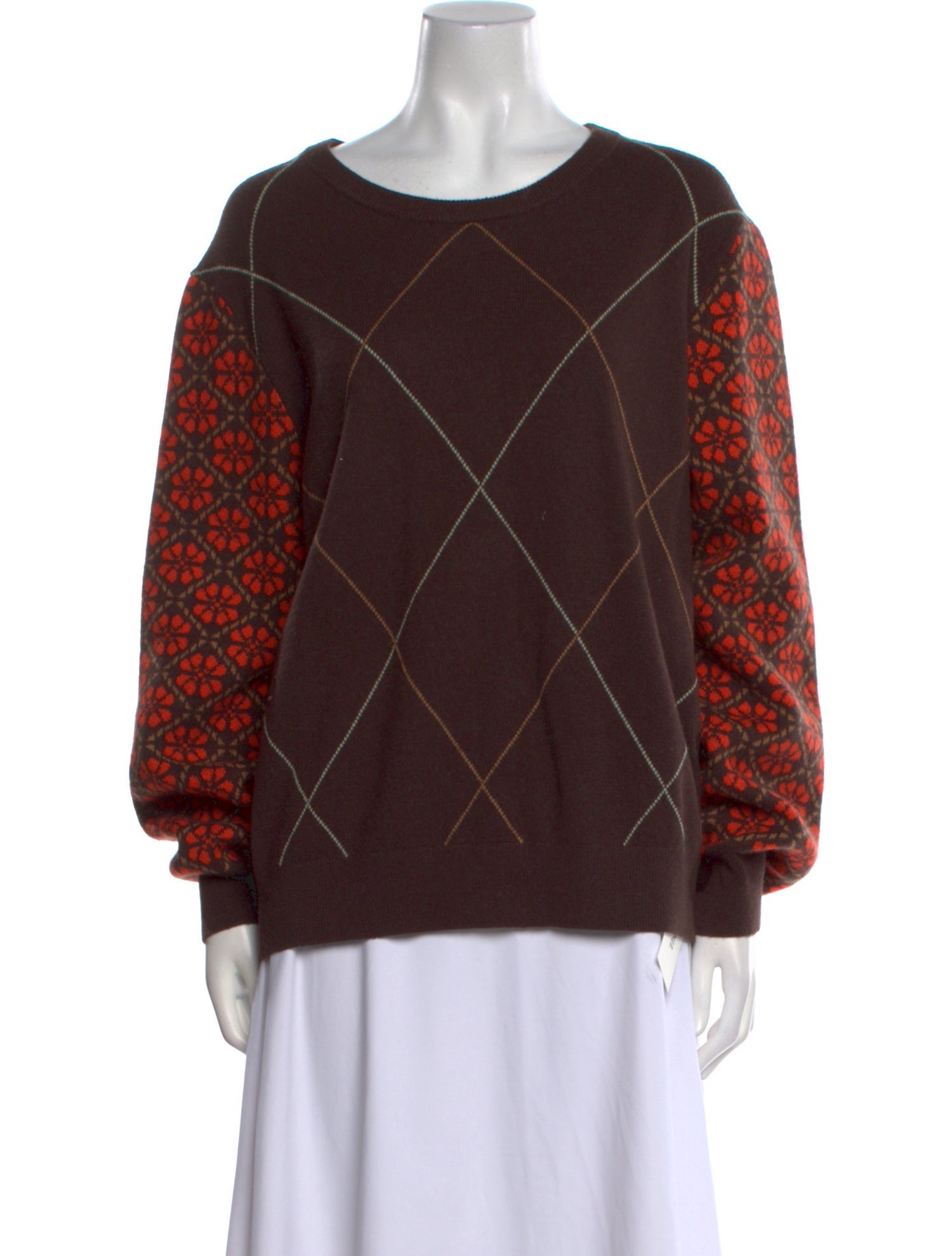 Lingua Franca Wool Plaid Print Sweater