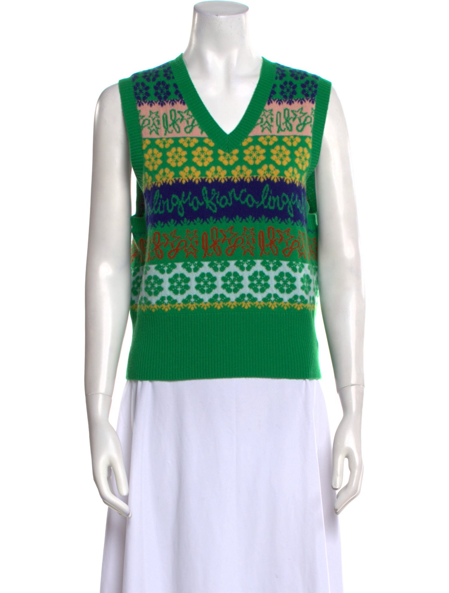 Lingua Franca Cashmere Printed Sweater w/ Tags