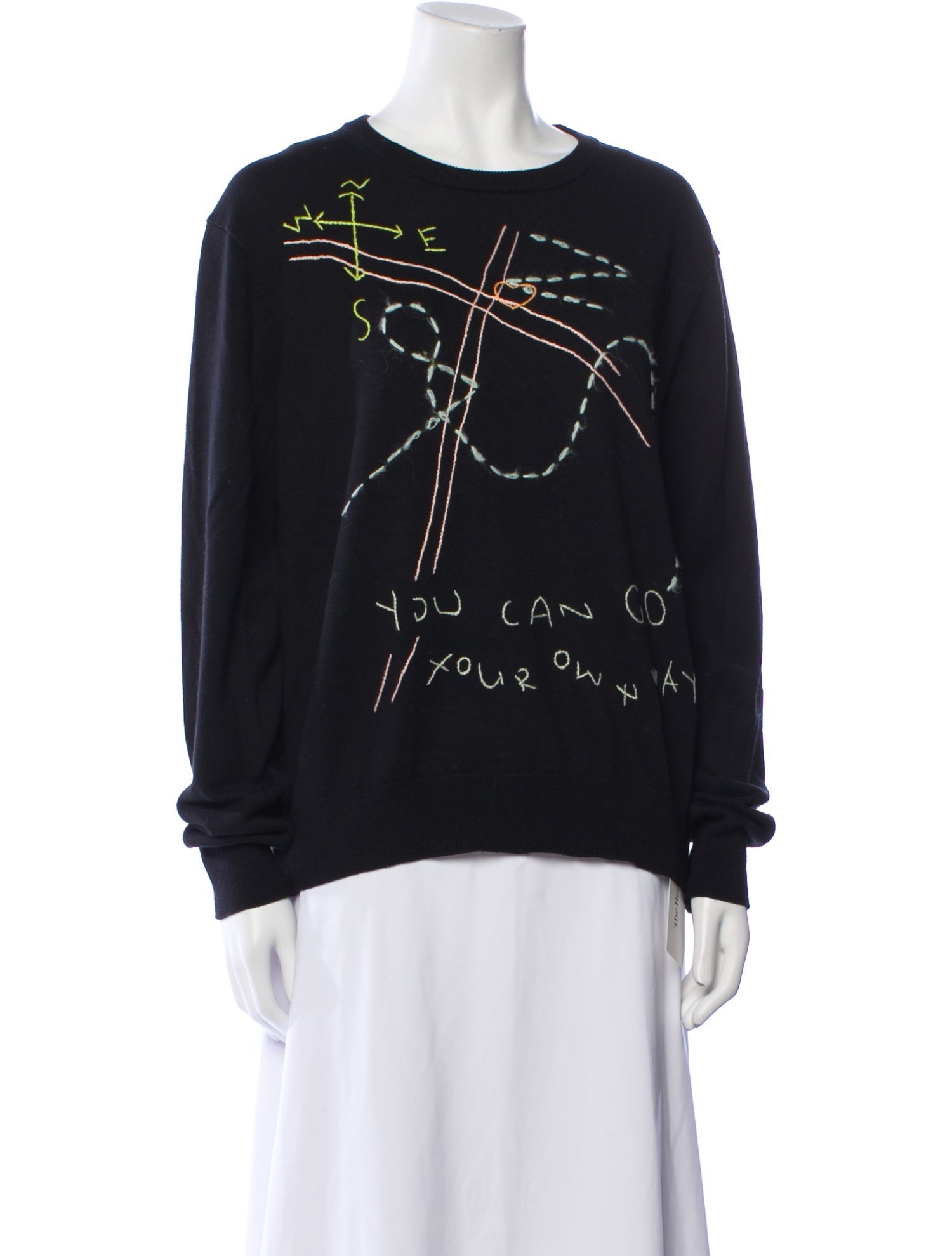 Lingua Franca Printed Crew Neck Sweater