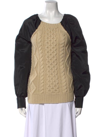 Lingua Franca Wool Colorblock Pattern Sweater