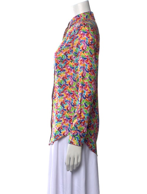 Lingua Franca Silk Printed Button-Up Top
