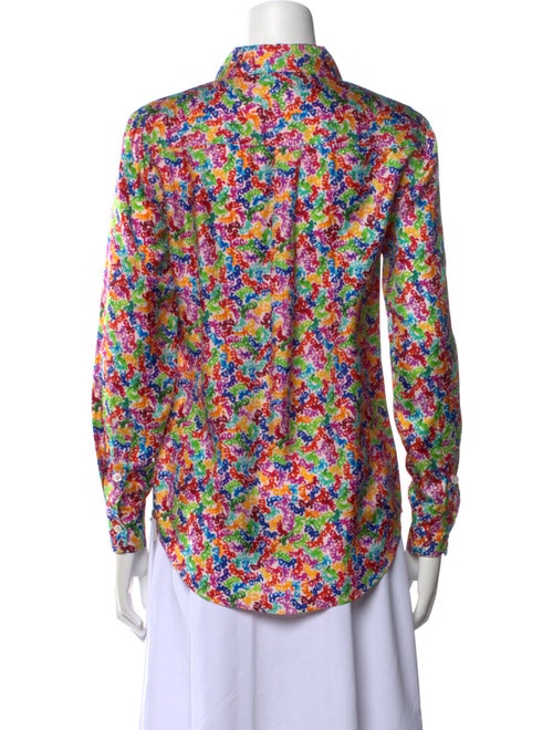 Lingua Franca Silk Printed Button-Up Top