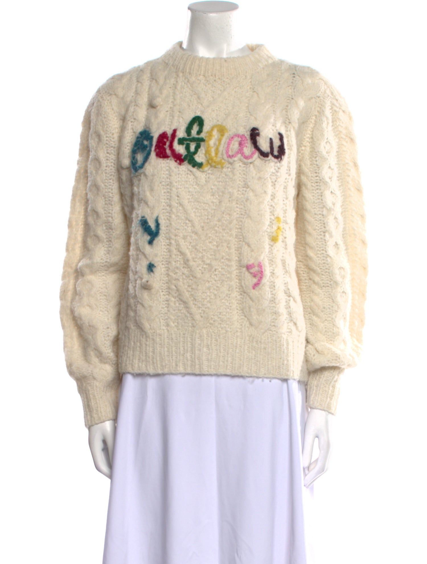 Lingua Franca Graphic Print Mock Neck Sweater