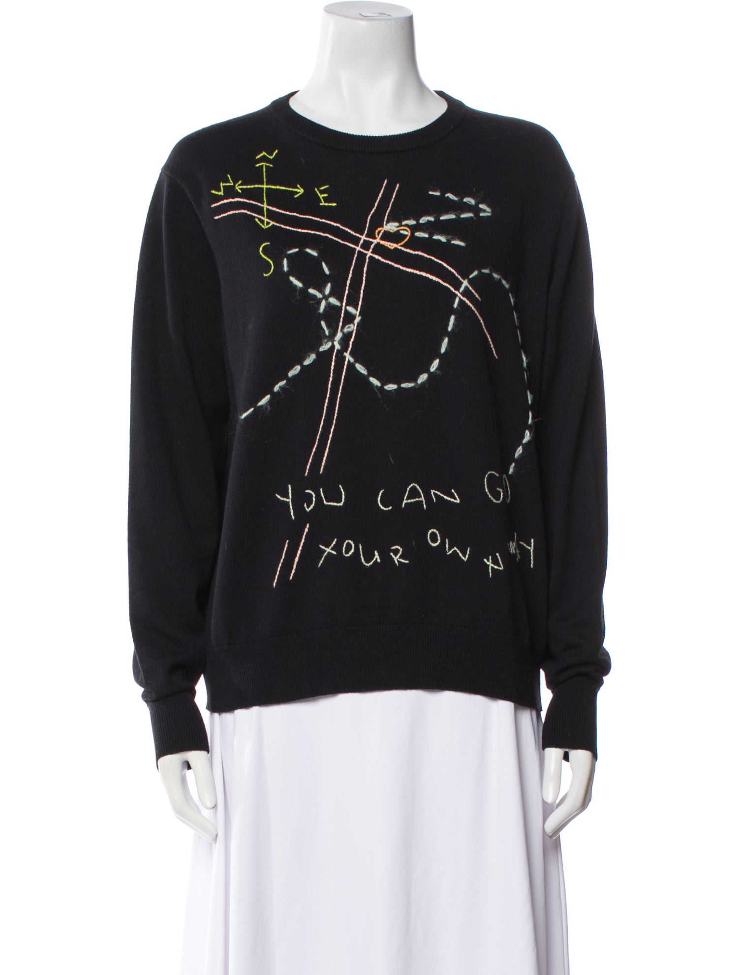 Lingua Franca Graphic Print Crew Neck Sweater