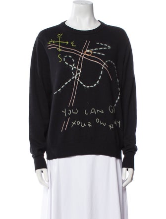 Lingua Franca Graphic Print Crew Neck Sweater