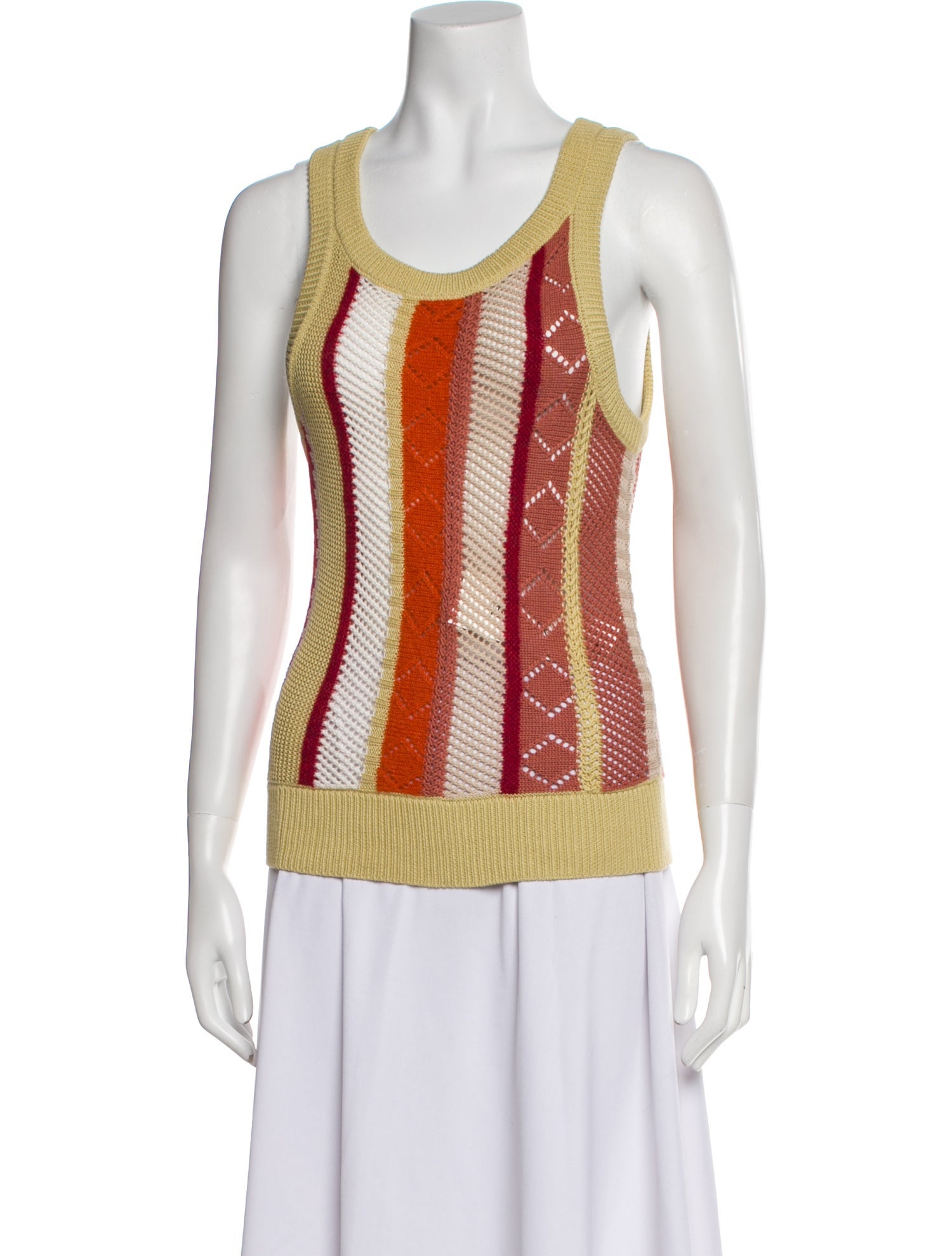 Lingua Franca Colorblock Pattern Scoop Neck Top