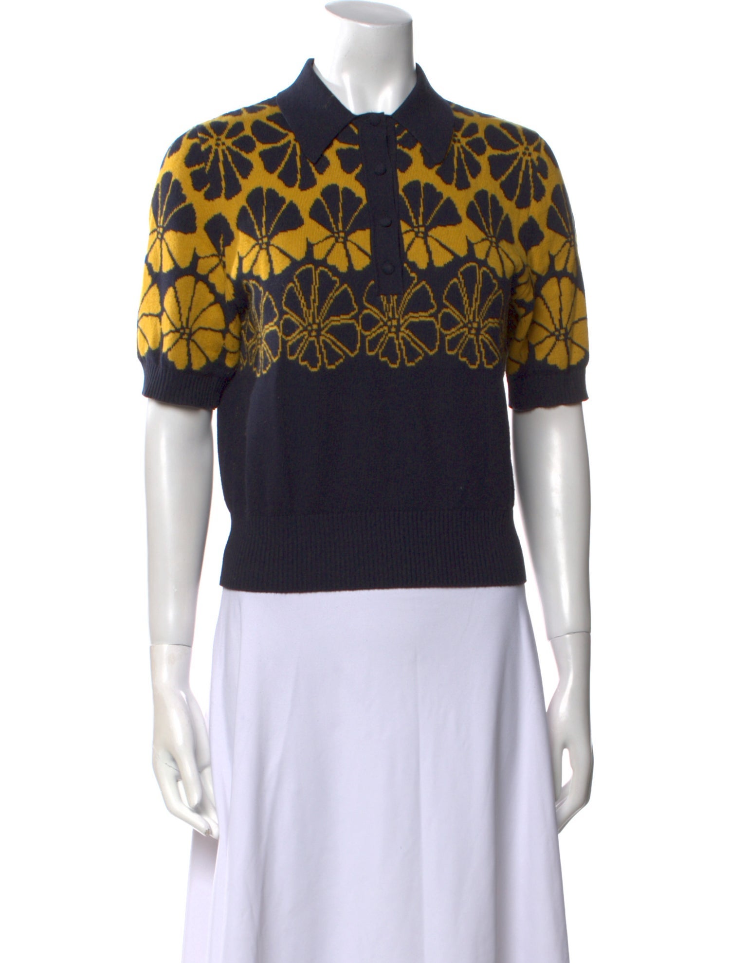 Lingua Franca Floral Print Crew Neck Sweater