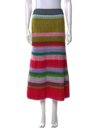 Lingua Franca Striped Midi Length Skirt