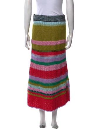 Lingua Franca Striped Midi Length Skirt