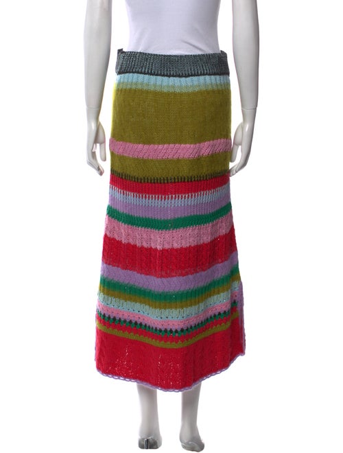 Lingua Franca Striped Midi Length Skirt